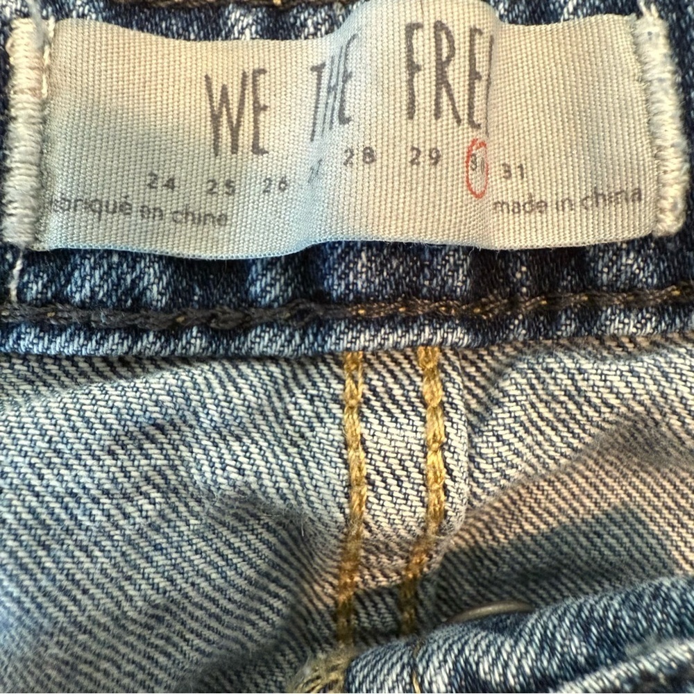 We the Free Women's 30 Button Fly Frayed Hem 100% Cotton Denim Skirt Back Buckle - Picture 8 of 9